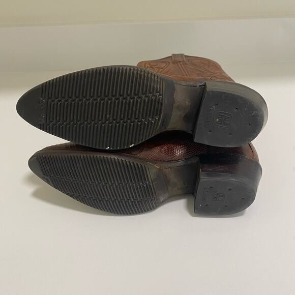 Vintage Dan Post Exotic Lizard Cowboy Boots Brown Size 6.5 - Picture 8 of 9